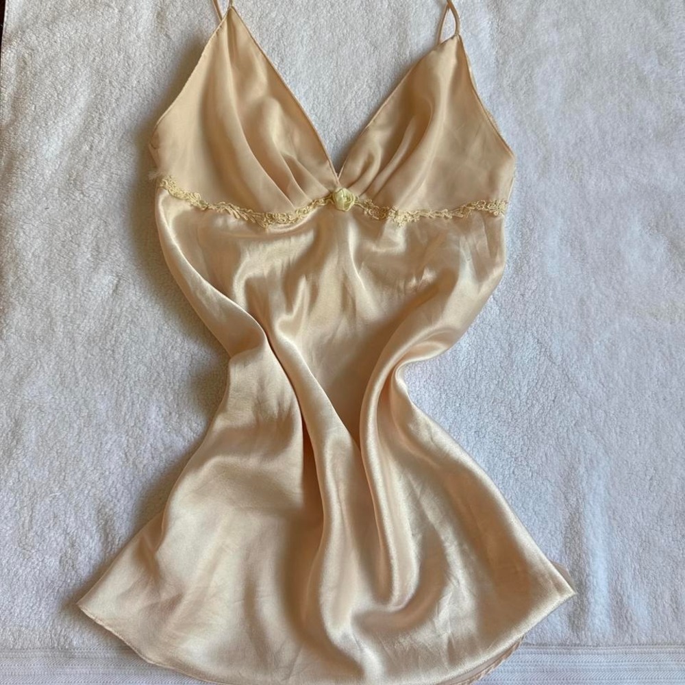 adorable delicate light pink silky slip dress